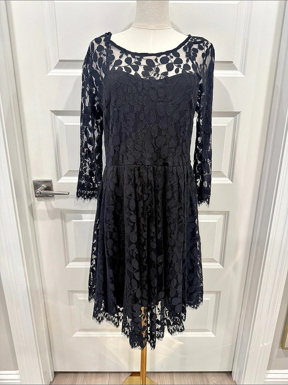Free People Black Lace Mini Dress Size 10 Like New